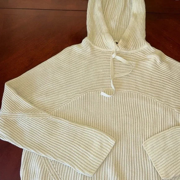 Rag & Bone Sonny Sweater Hoodie Large chunky Knit Crop fisherman Knit Cream - Picture 4 of 8